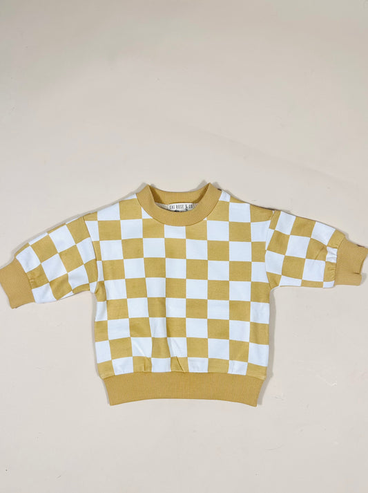 Noa Checkered Sweatshirt - Mustard